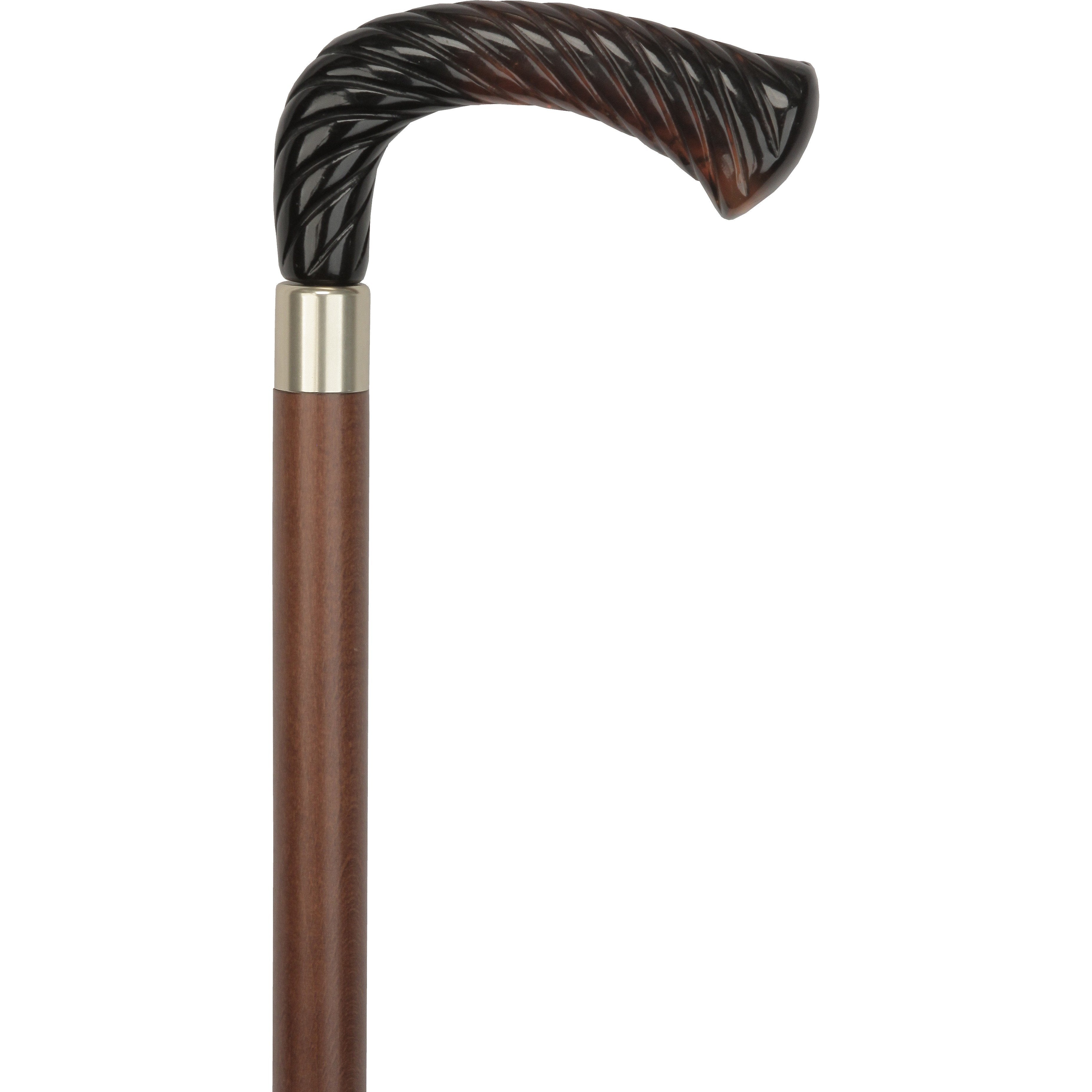 Comoys Elegant Opera Shaped Twist Handle-Italian Handle Cane w/ Custom Shaft and Collar