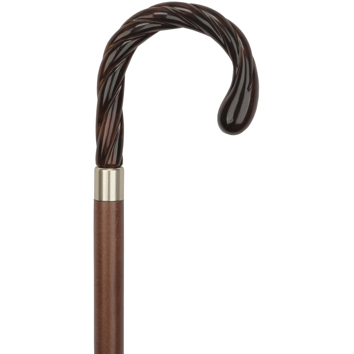 Comoys Elegant Twisted Imitation Tortoise Shell Tourist Cane - Italian Handle w/ Custom Options
