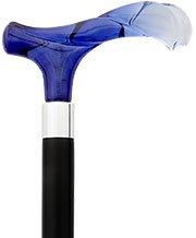 Comoys Elegantly Twisted Blue Crystal Fritz Handle Cane w/ Custom Shaft & Collar