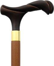 Comoys Elegantly Twisted Dark Brown Faux Wood Fritz Handle Cane w/ Custom Shaft & Collar