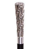 Comoys Embossed Elongated Nickel Plated Handle Cane Italian Handle w/ Custom Shaft & Collar