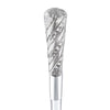 Comoys Embossed Elongated Nickel Plated Handle Cane Italian Handle w/ Lucite Shaft & Collar