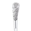 Comoys Embossed Elongated Nickel Plated Handle Cane Italian Handle w/ Lucite Shaft & Collar