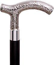 Comoys Embossed Fritz Petite Nickel Plated Handle Italian Handle Cane w/ Custom Shaft & Collar