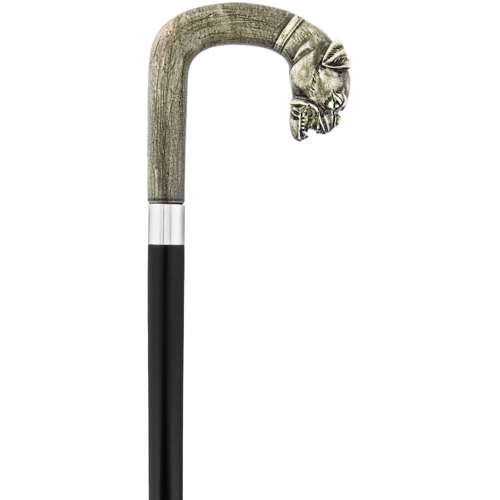 Comoys Grey Gargoyle Imitation Stone Tourist Walking Cane - Italian Handle w/ Custom Shaft and Collar
