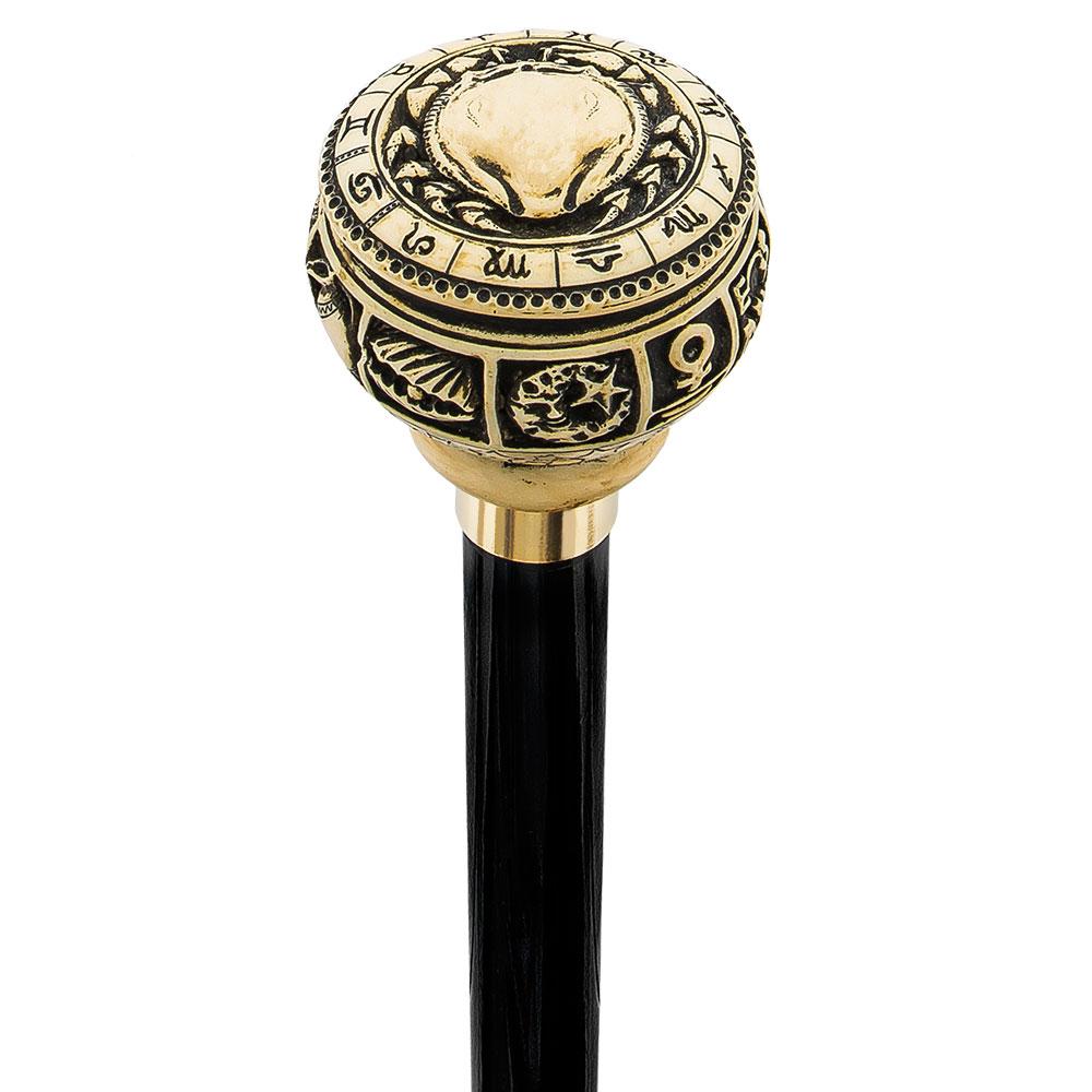 Comoys Astrological Cancer Walking Cane with Black Beechwood Shaft