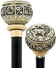 Comoys Astrological Leo Walking Cane with Black Beechwood Shaft