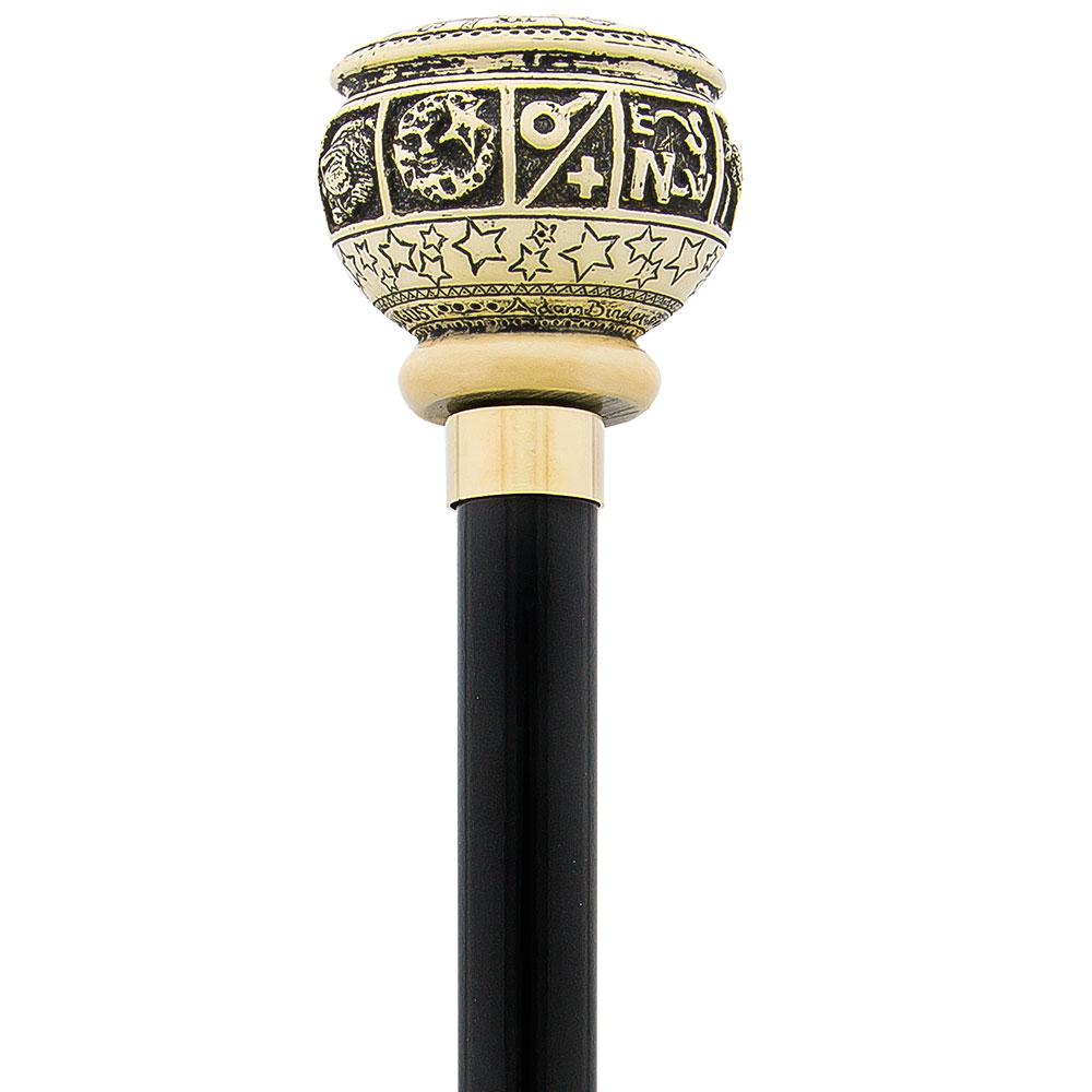 Comoys Astrological Leo Walking Cane with Black Beechwood Shaft