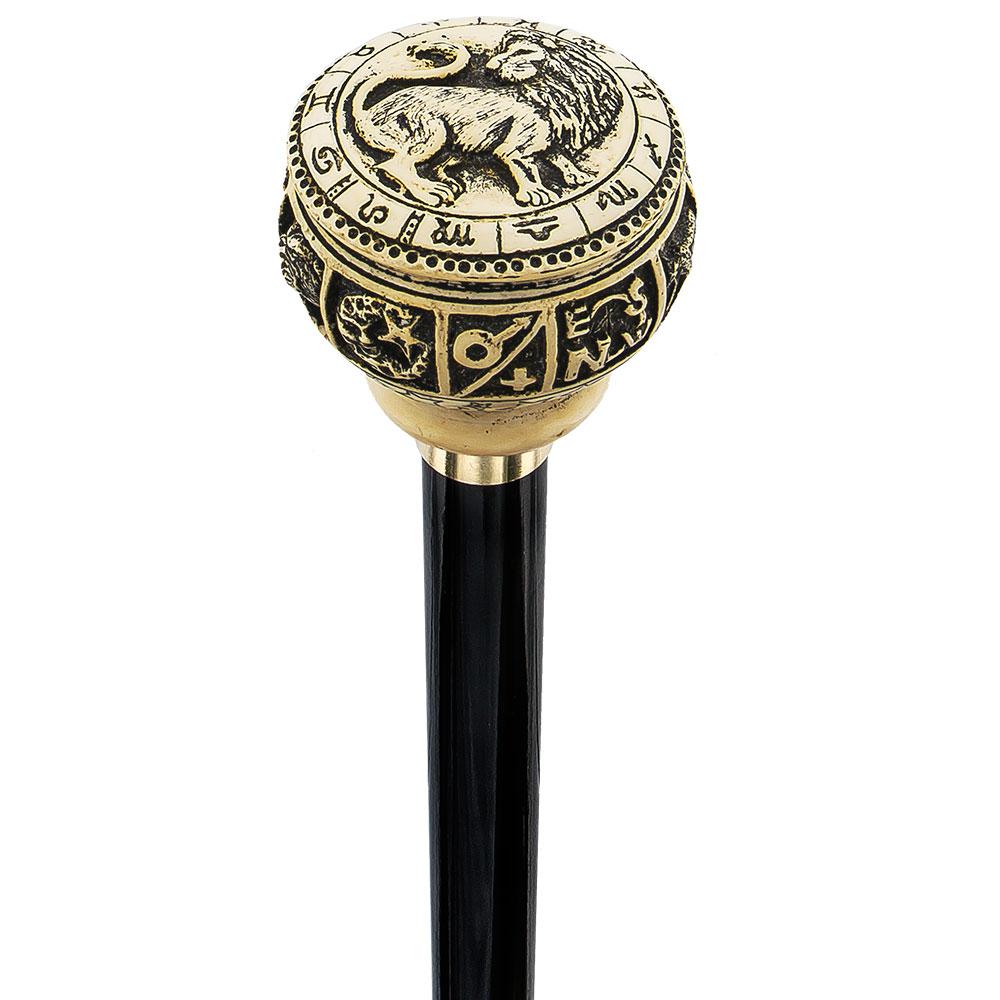 Comoys Astrological Leo Walking Cane with Black Beechwood Shaft