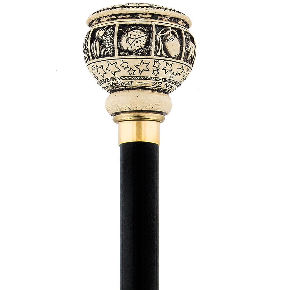 Comoys Astrological Scorpio Walking Cane with Black Beechwood Shaft