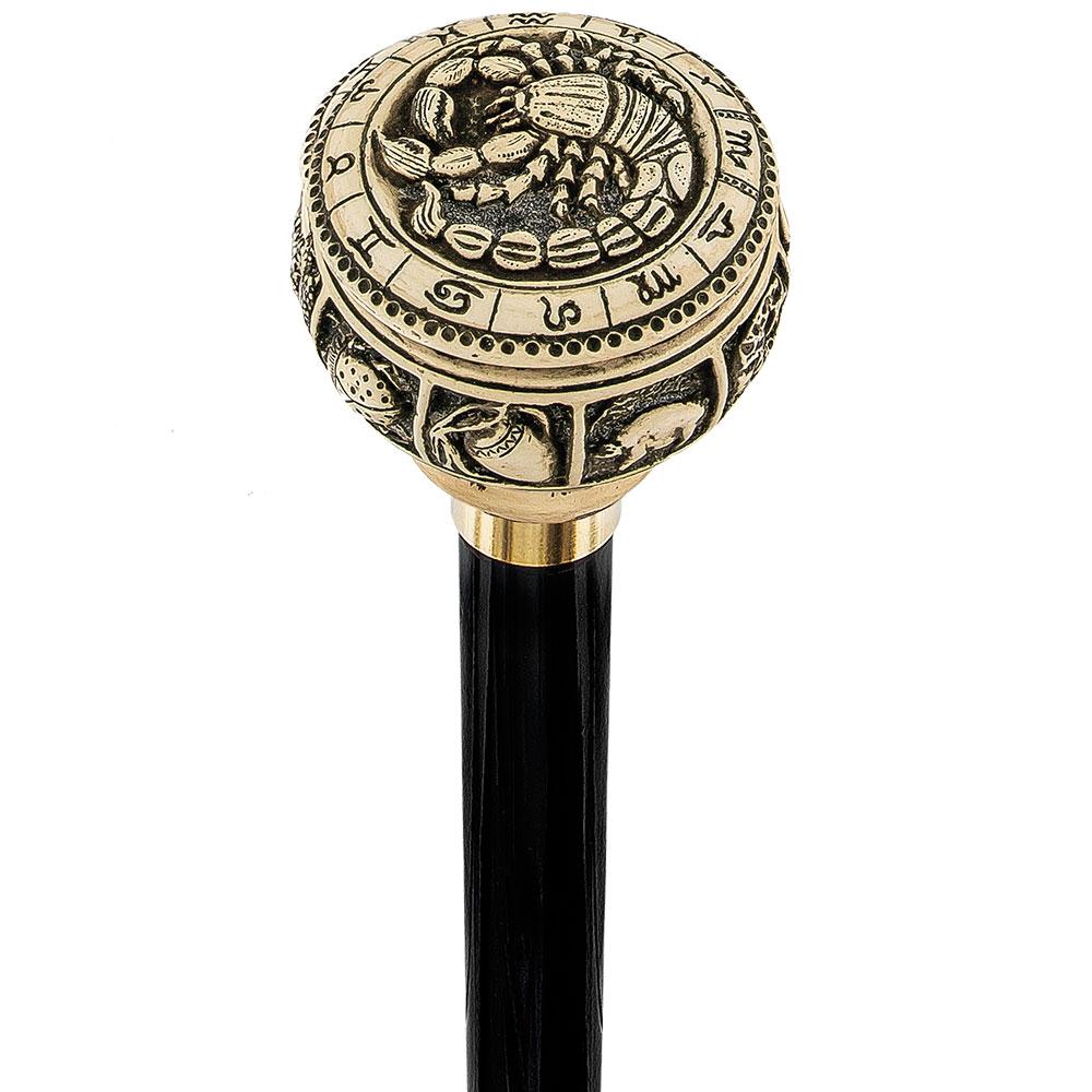 Comoys Astrological Scorpio Walking Cane with Black Beechwood Shaft