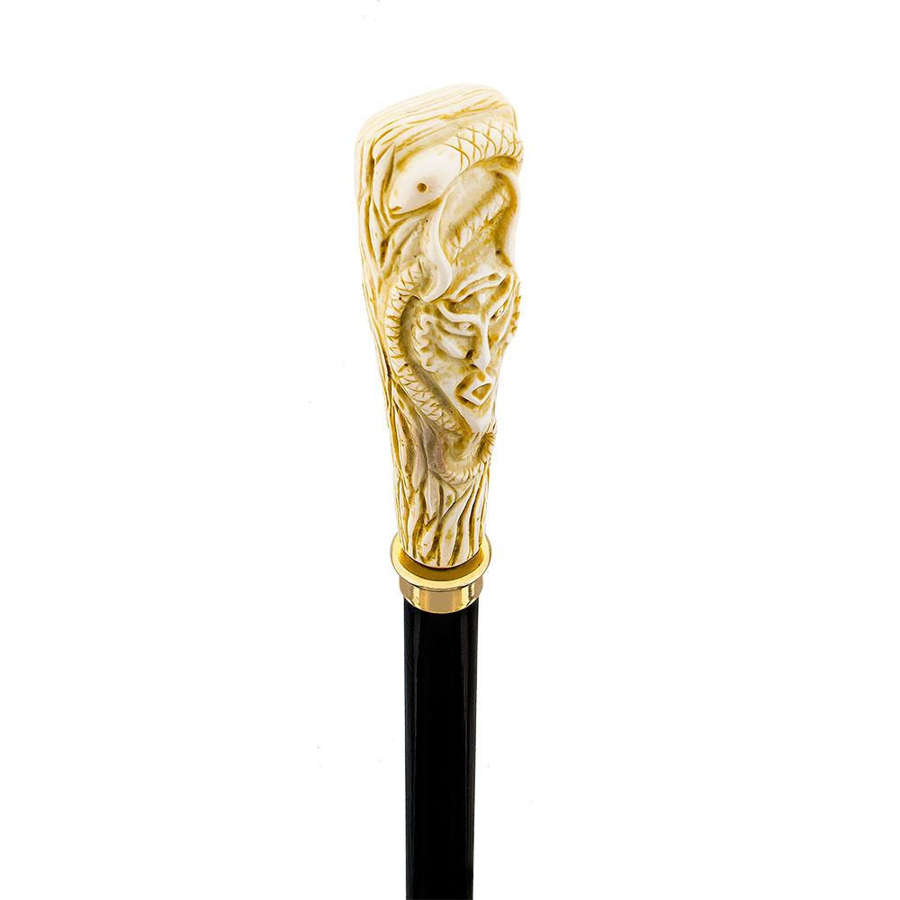 Comoys Mythical Devil of Whispers Walking Cane with Black Beechwood Shaft