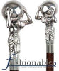 Comoys Silver Plated Atlas Knob Handle Walking Atick With Beechwood Shaft and Silver Collar