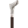 Comoys Silver Plated Handle Walking Stick w/ Onyx Pillbox and Brown Beechwood Shaft
