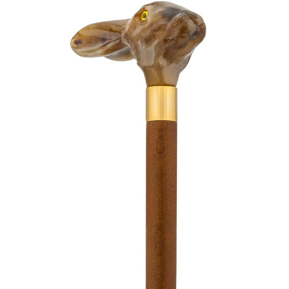 Comoys Adorable Bunny Rabbit Head-Italian Handle Cane w/ Custom Shaft & Collar