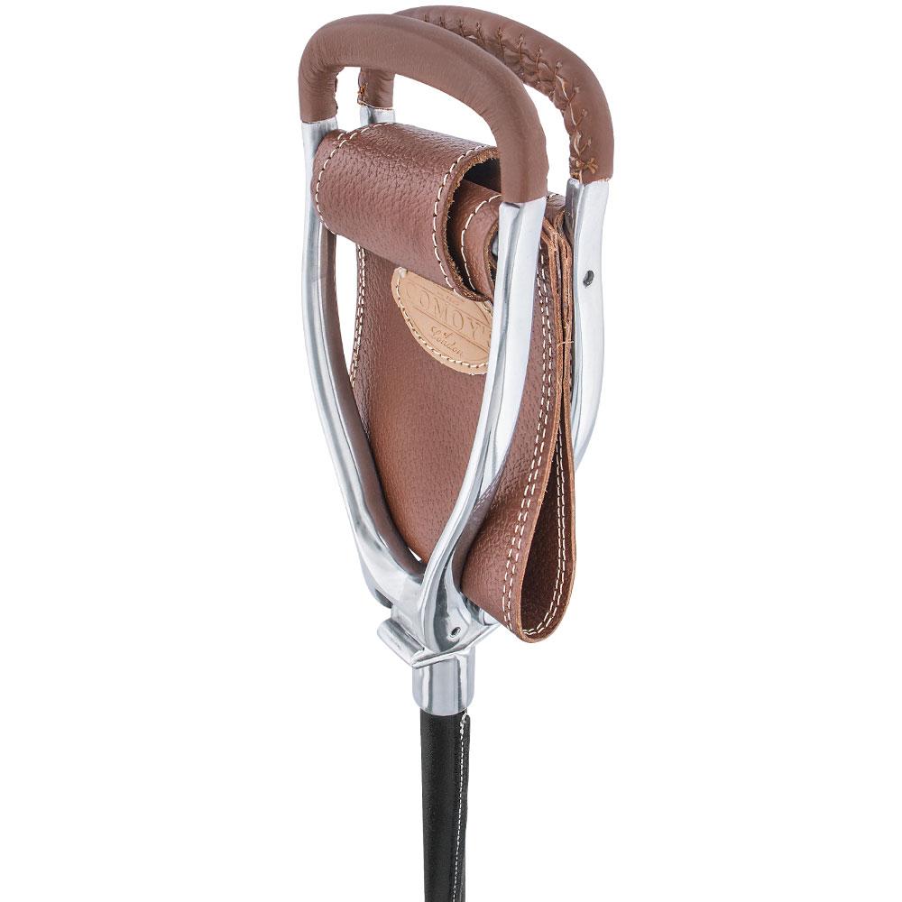 Comoys Genuine Leather Brown Cane Hammock Chair w/ Carry Bag - Black Shaft - Non-Adjustable