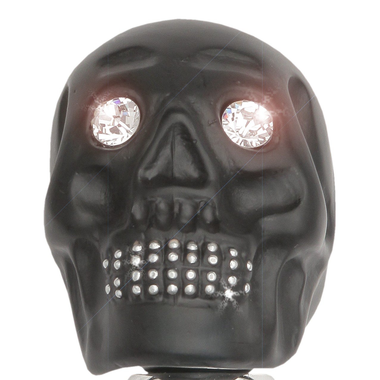 Comoys Black Skull Head Cane With Swarovski Crystal Eyes and Teeth-Italian Handle w/Custom Shaft and Collar