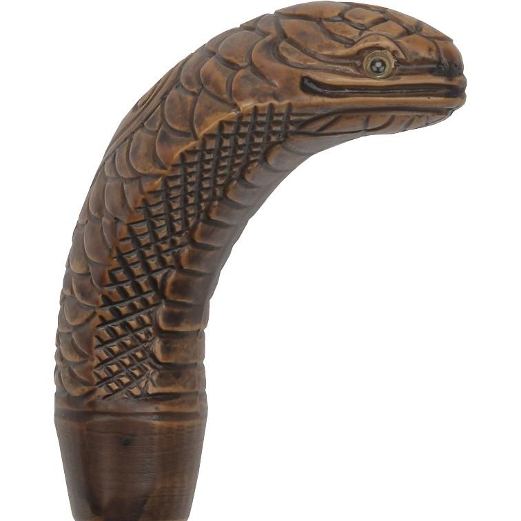 Comoys Brown King Cobra Imitation Wood Handle - Italian Handle w/Custom Shaft and Collar