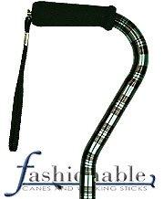 Essential Medical Supply Inc. Green Plaid Offset Handle Walking Cane With Adjustable Aluminum Shaft