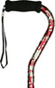 Essential Medical Supply Inc. Maroon Floral Offset Handle Walking Cane With Adjustable Aluminum Shaft