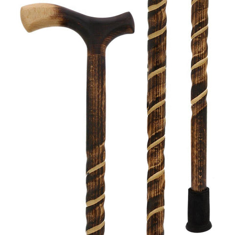 Fashionable Canes Beechwood twisted fritz handle cane