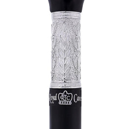 Fashionable Canes Black Beechwood Knob Handle W/ Pewter Leaf Collar