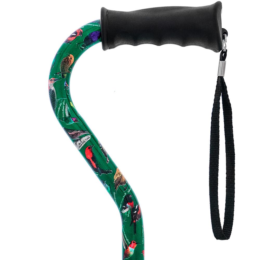 Fashionable Canes American Songbird Aluminum Adjustable Offset Walking Cane w/ SafeTbase