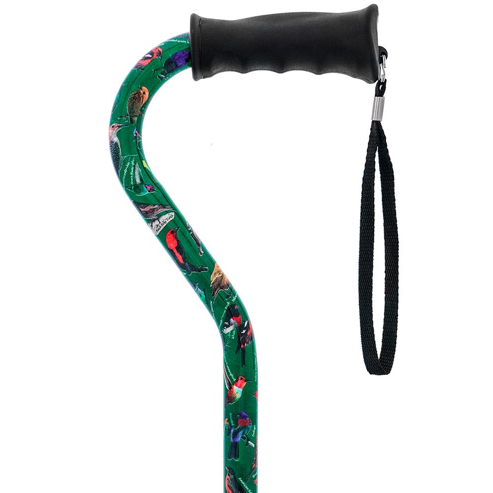 Fashionable Canes American Songbird Aluminum Adjustable Offset Walking Cane w/ SafeTbase