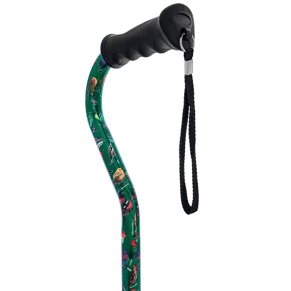 Fashionable Canes American Songbird Aluminum Adjustable Offset Walking Cane w/ SafeTbase