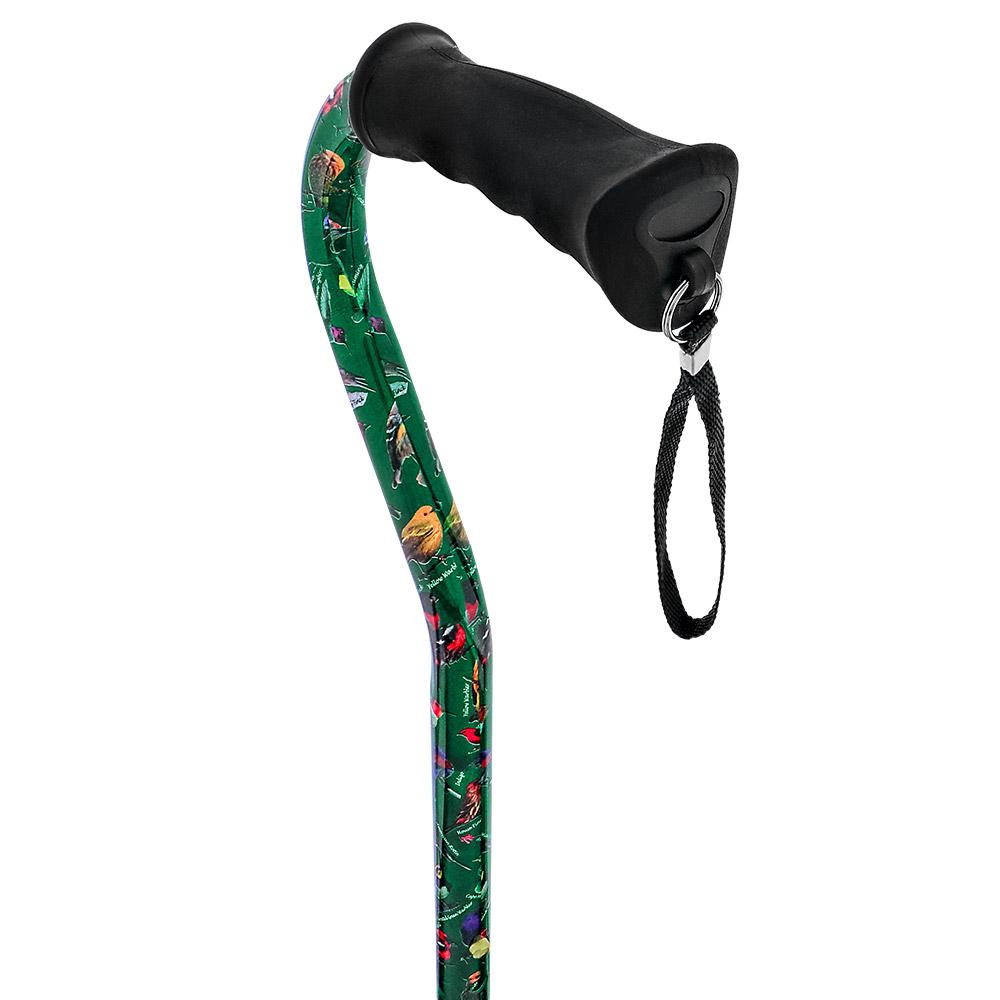 Fashionable Canes American Songbird Aluminum Adjustable Offset Walking Cane w/ SafeTbase