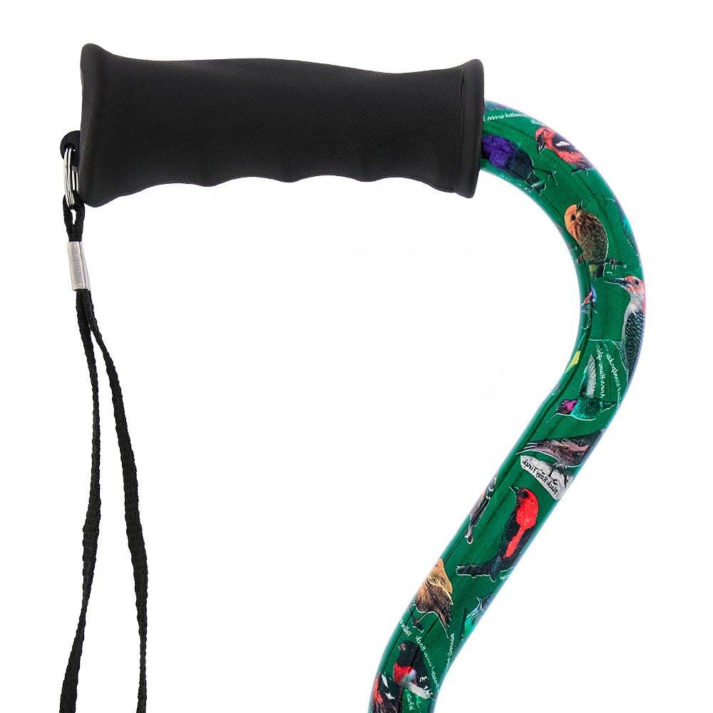 Fashionable Canes American Songbird Aluminum Adjustable Offset Walking Cane w/ SafeTbase