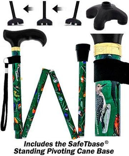 Fashionable Canes American Songbird Folding Adjustable Designer Derby Walking Cane with Engraved Collar w/ SafeTbase