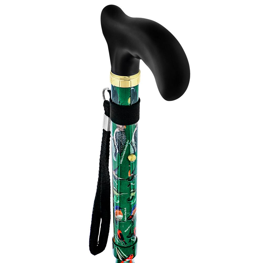 Fashionable Canes American Songbird Folding Adjustable Designer Derby Walking Cane with Engraved Collar w/ SafeTbase