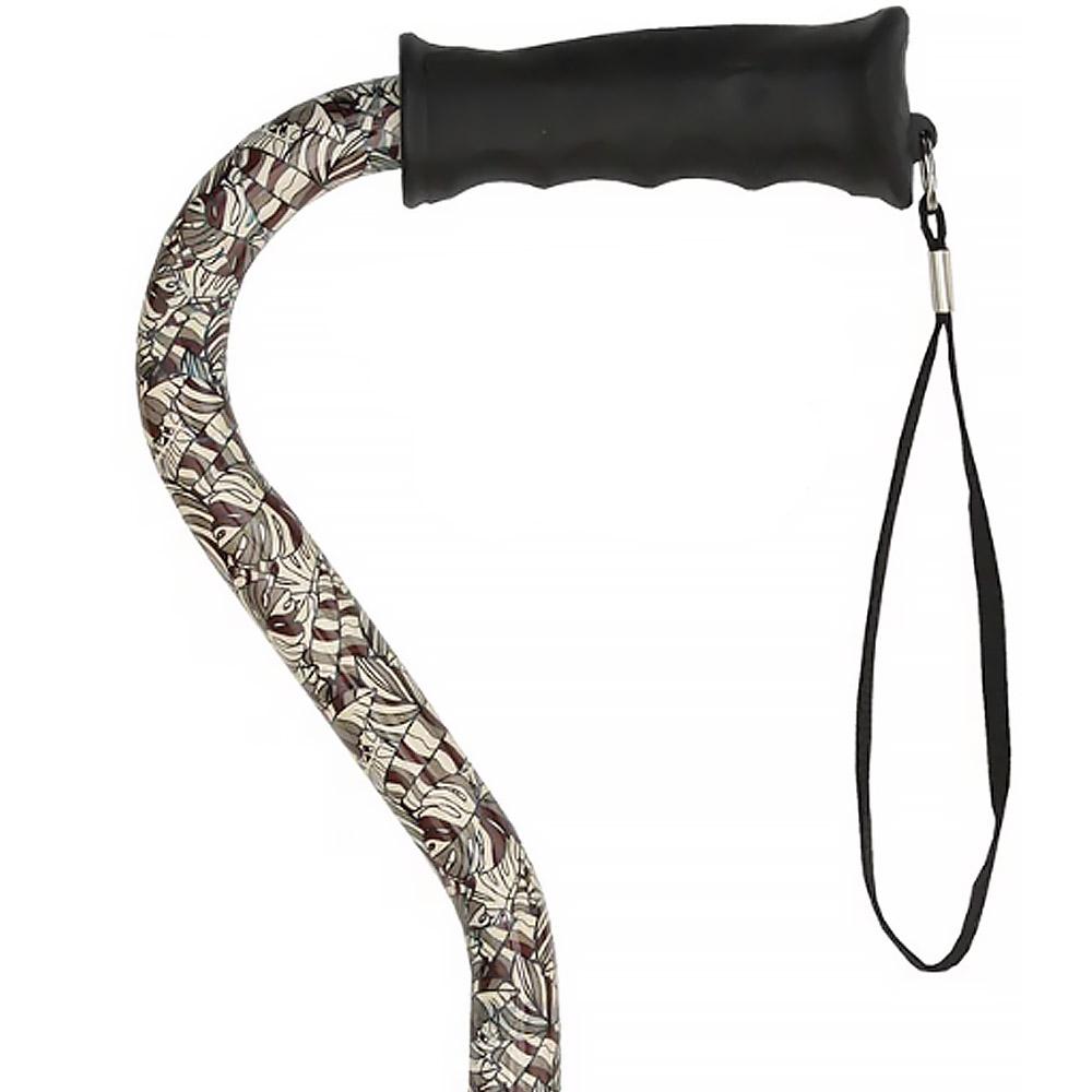 Fashionable Canes Bahama Leaf Adjustable Offset Walking Cane With Comfort Grip w/ SafeTbase