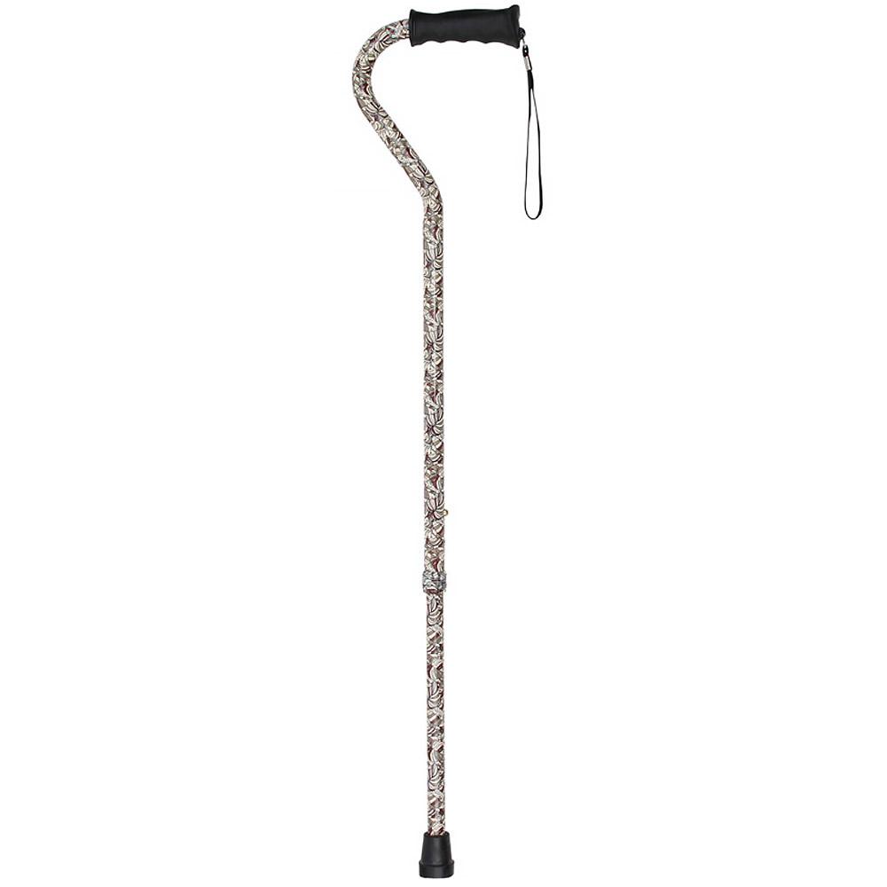 Fashionable Canes Bahama Leaf Adjustable Offset Walking Cane With Comfort Grip w/ SafeTbase