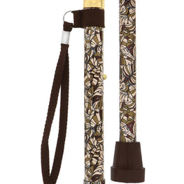 Fashionable Canes Bahama Leaf Folding Adjustable Designer Derby Walking Cane with Engraved Collar w/ SafeTbase