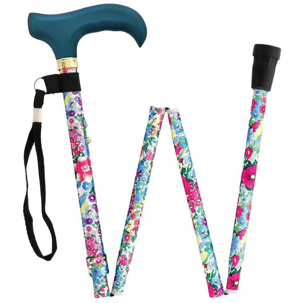 Fashionable Canes Beautiful Bouquet Adjustable Folding Cane w/ SafeTbase