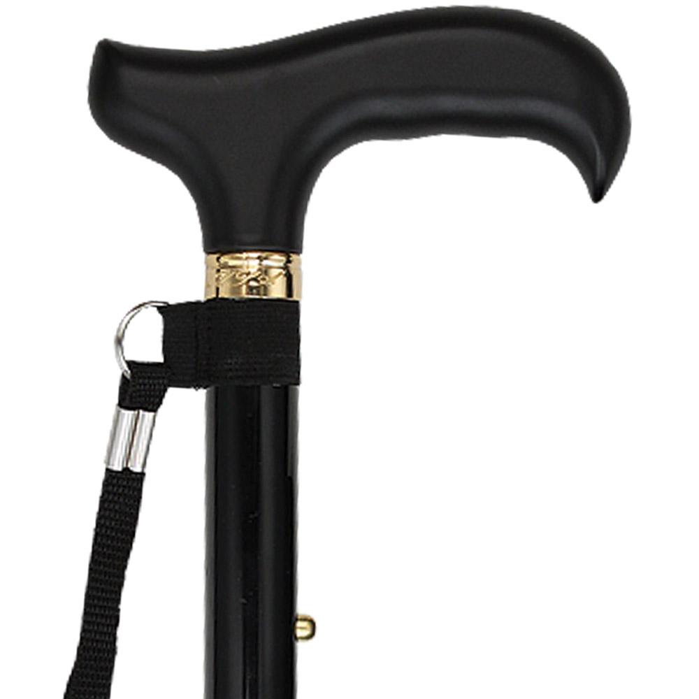 Fashionable Canes Black Adjustable Folding Derby Walking Cane w/ SafeTbase