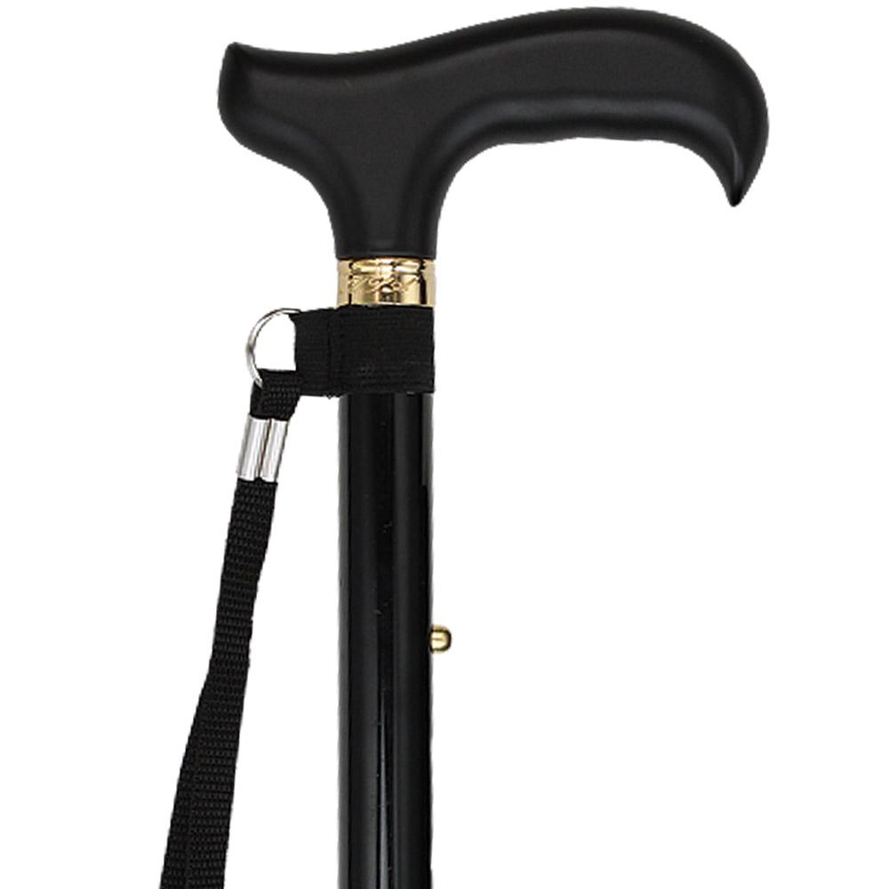 Fashionable Canes Black Adjustable Folding Derby Walking Cane w/ SafeTbase