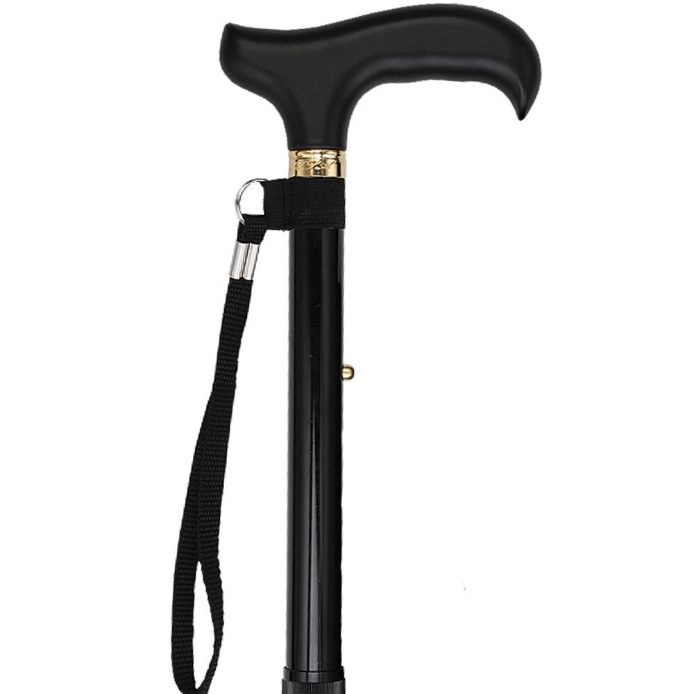 Fashionable Canes Black Adjustable Folding Derby Walking Cane w/ SafeTbase