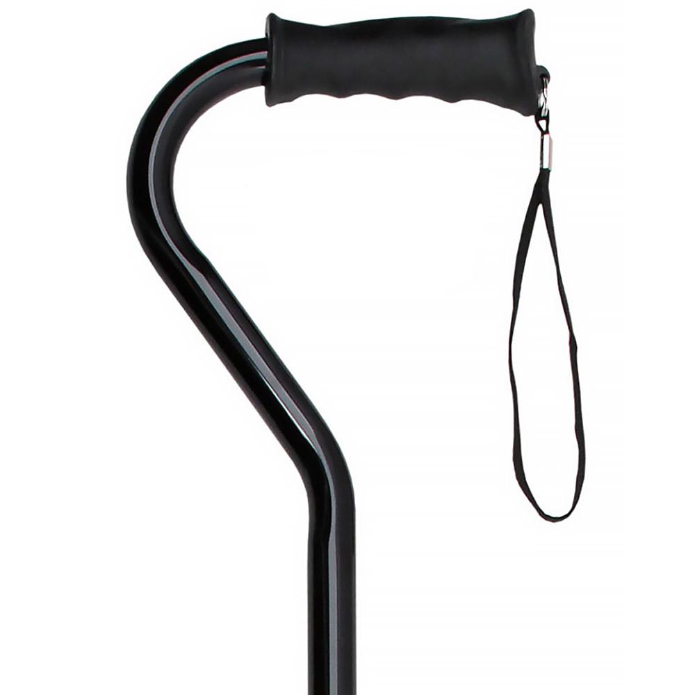 Fashionable Canes Black Aluminum Adjustable Offset Walking Cane w/ SafeTbase
