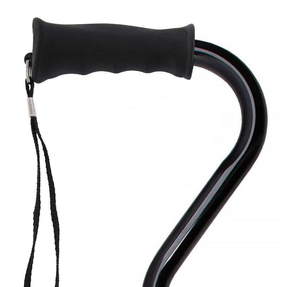 Fashionable Canes Black Aluminum Adjustable Offset Walking Cane w/ SafeTbase