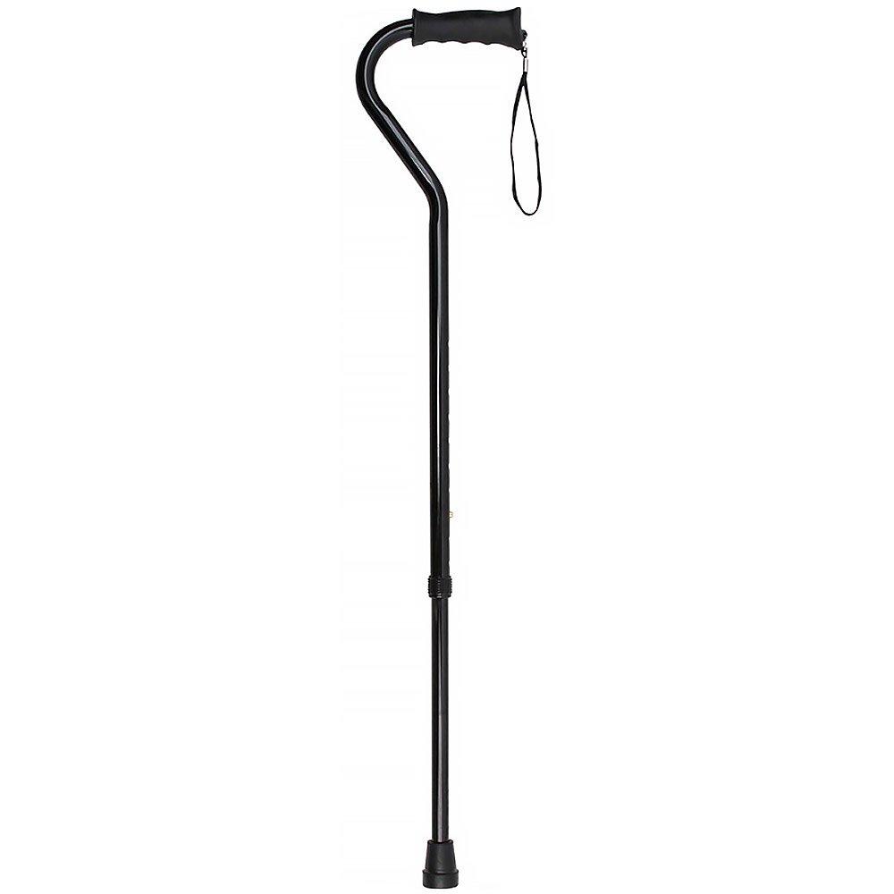 Fashionable Canes Black Aluminum Adjustable Offset Walking Cane w/ SafeTbase