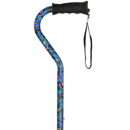 Fashionable Canes Butterfly Adjustable Offset Walking Cane With Comfort Grip w/ SafeTbase