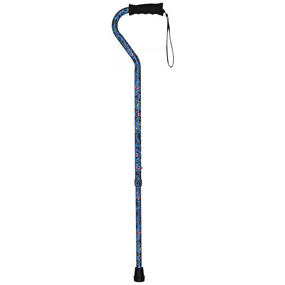 Fashionable Canes Butterfly Adjustable Offset Walking Cane With Comfort Grip w/ SafeTbase