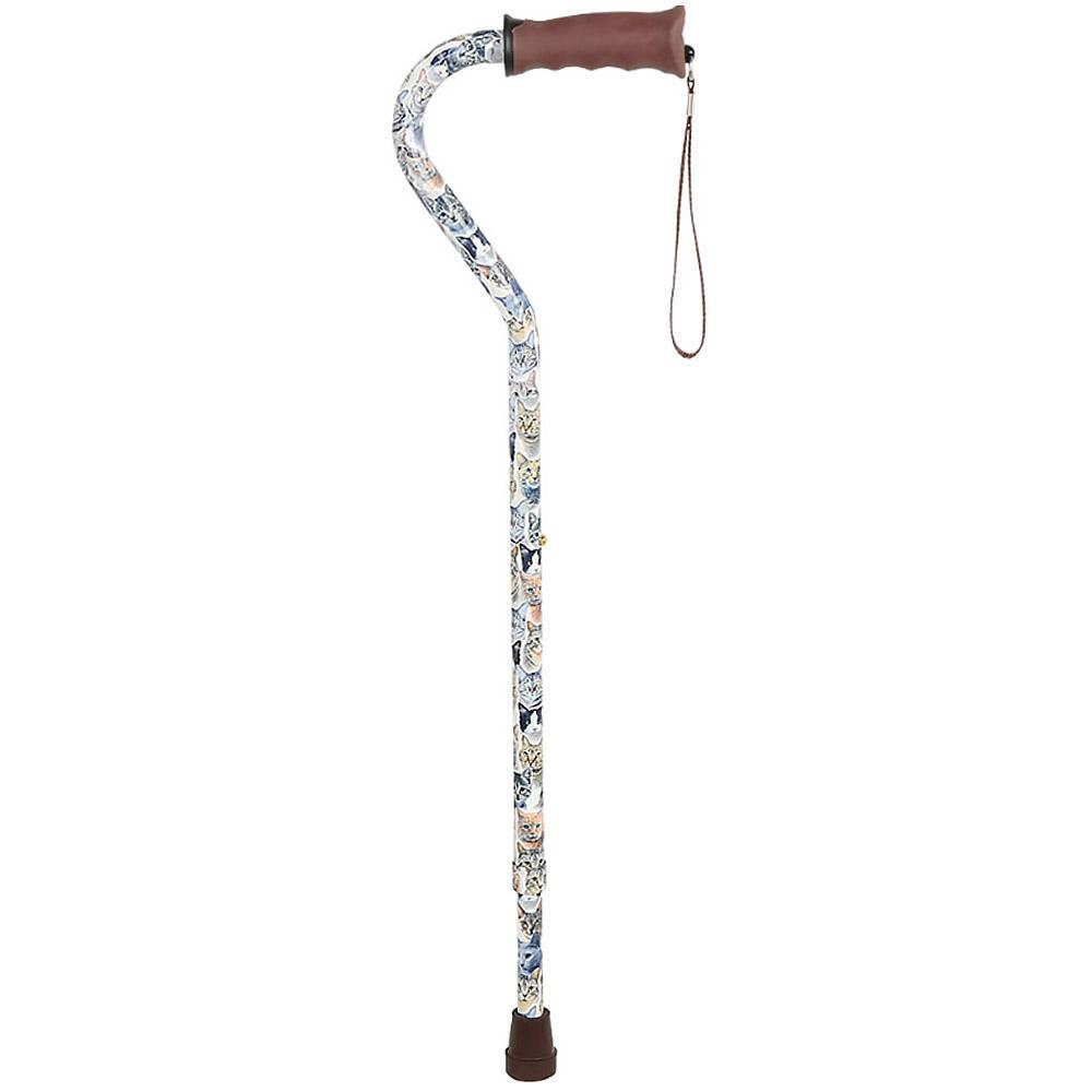 Fashionable Canes Cats Adjustable Offset Walking Cane with Comfort Grip w/ SafeTbase