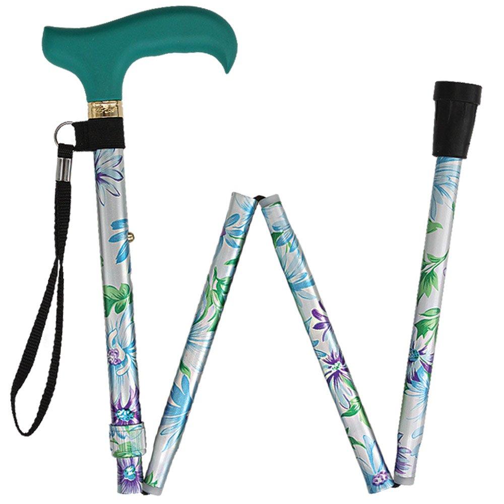 Fashionable Canes Glorious Gardens Adjustable Folding Cane w/ SafeTbase