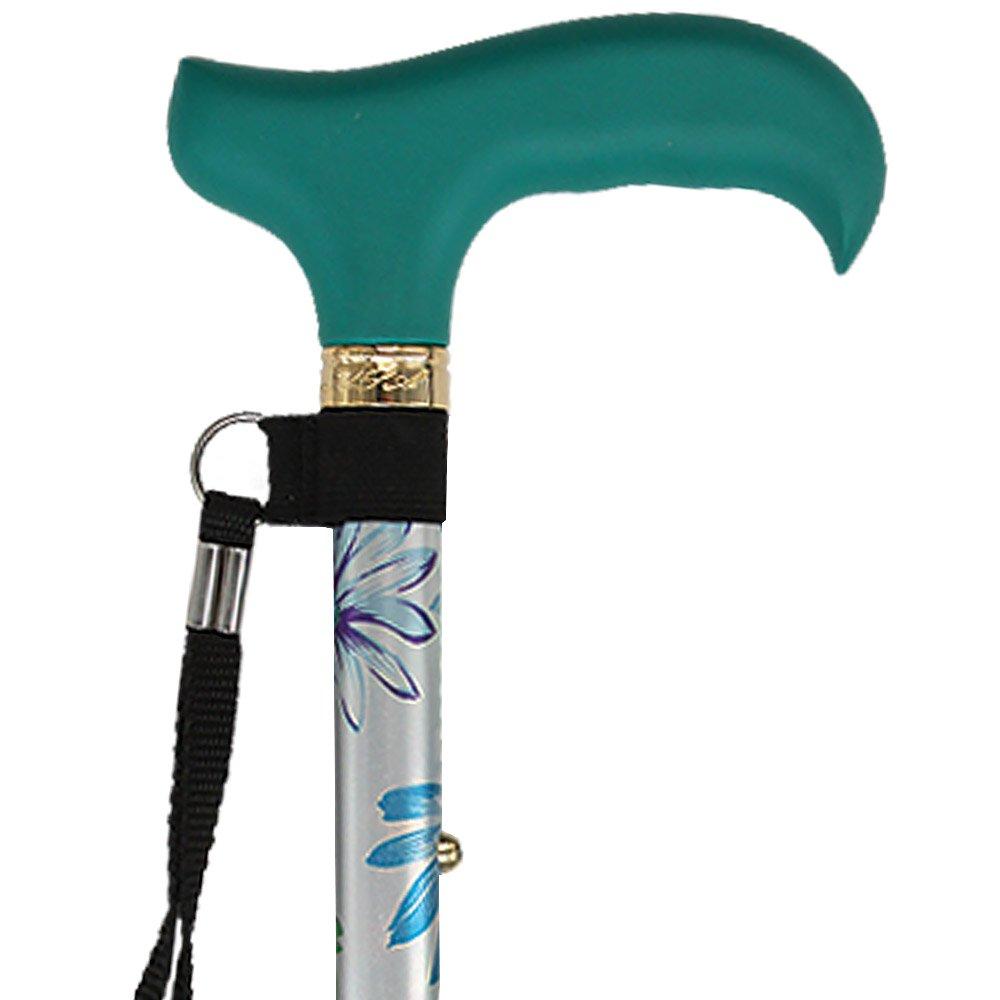 Fashionable Canes Glorious Gardens Adjustable Folding Cane w/ SafeTbase