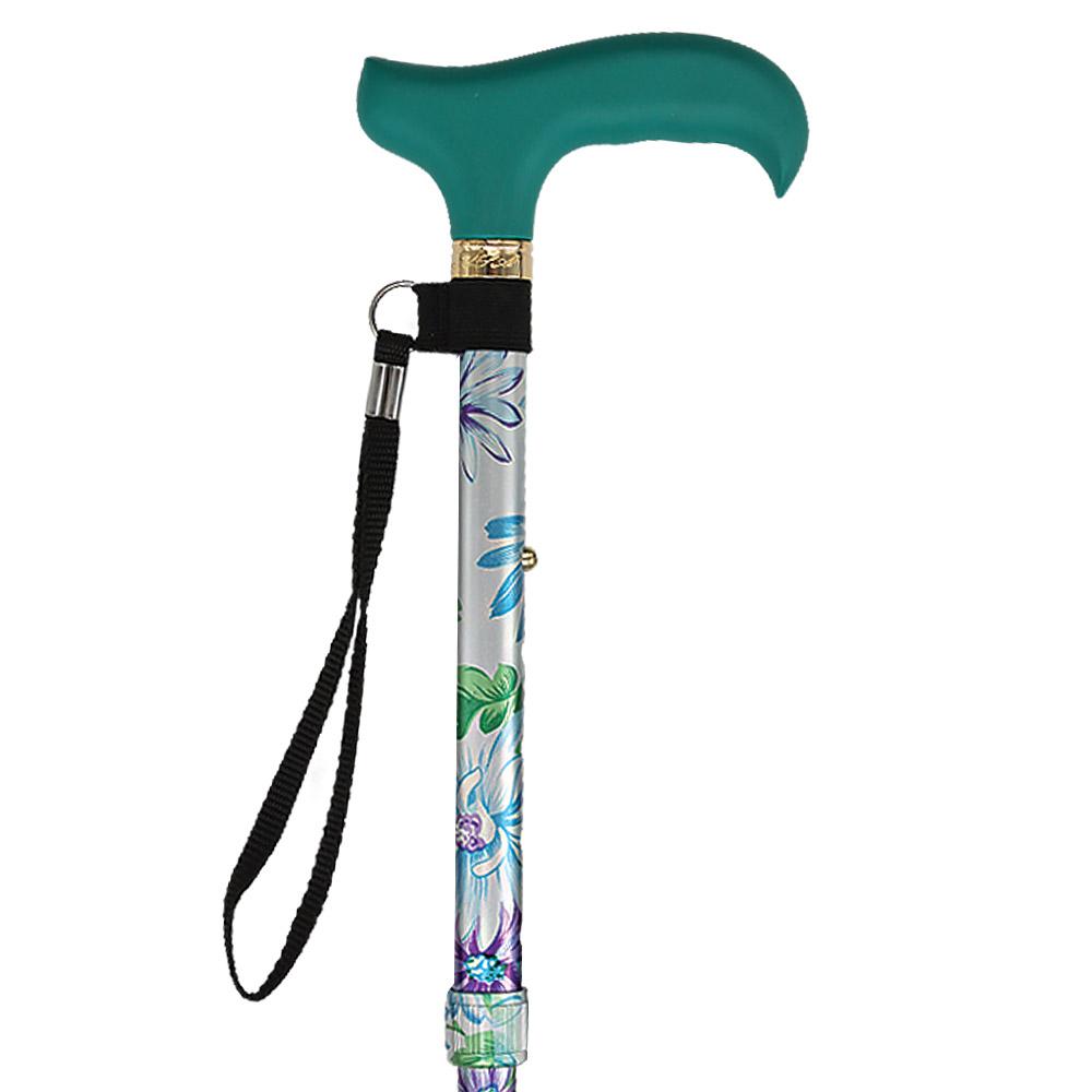 Fashionable Canes Glorious Gardens Adjustable Folding Cane w/ SafeTbase