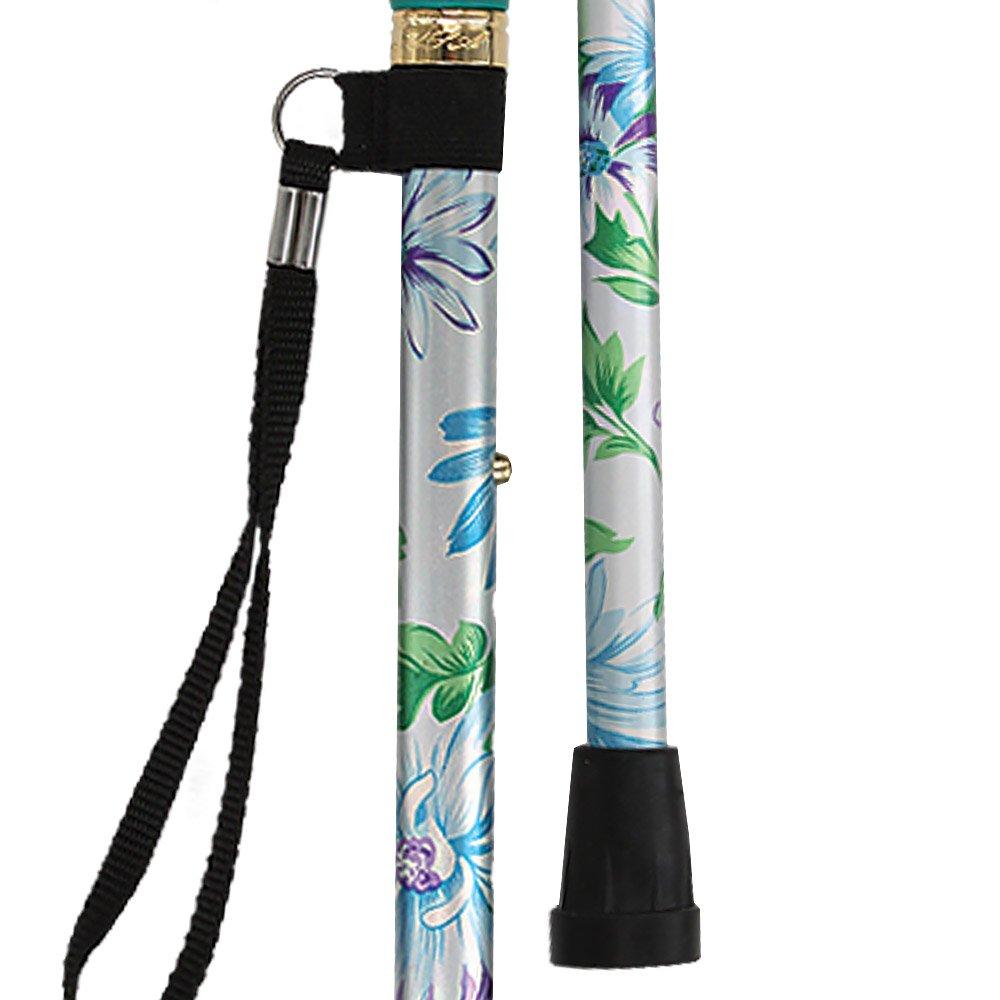 Fashionable Canes Glorious Gardens Adjustable Folding Cane w/ SafeTbase
